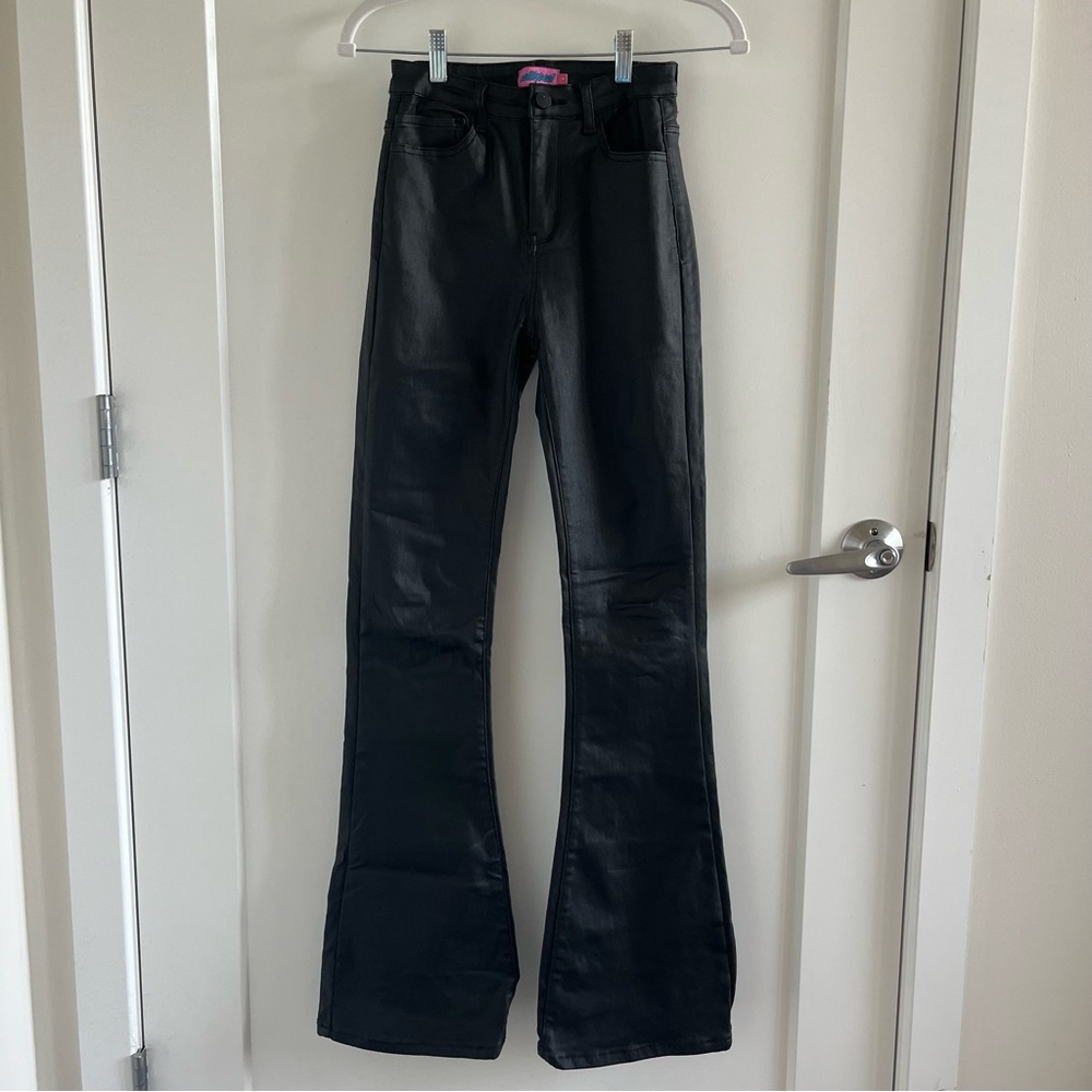 Black Flared Leather Pants